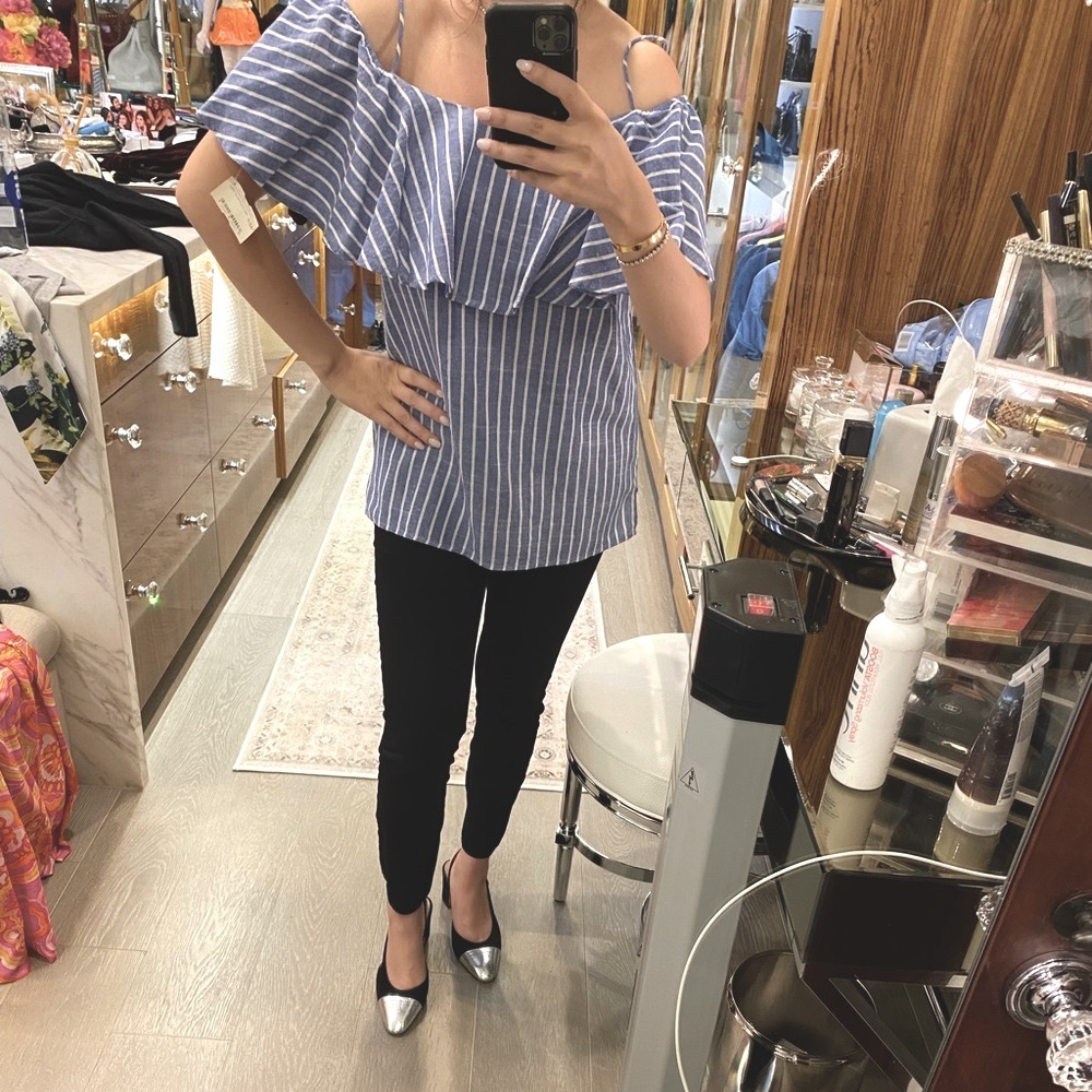 NWT Blue and White striped top size S